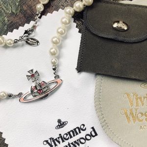 Vivienne Westwood pink orbit pearl necklace